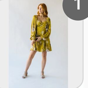 In Bloom Mustard Dress with Pink and Cream Accents